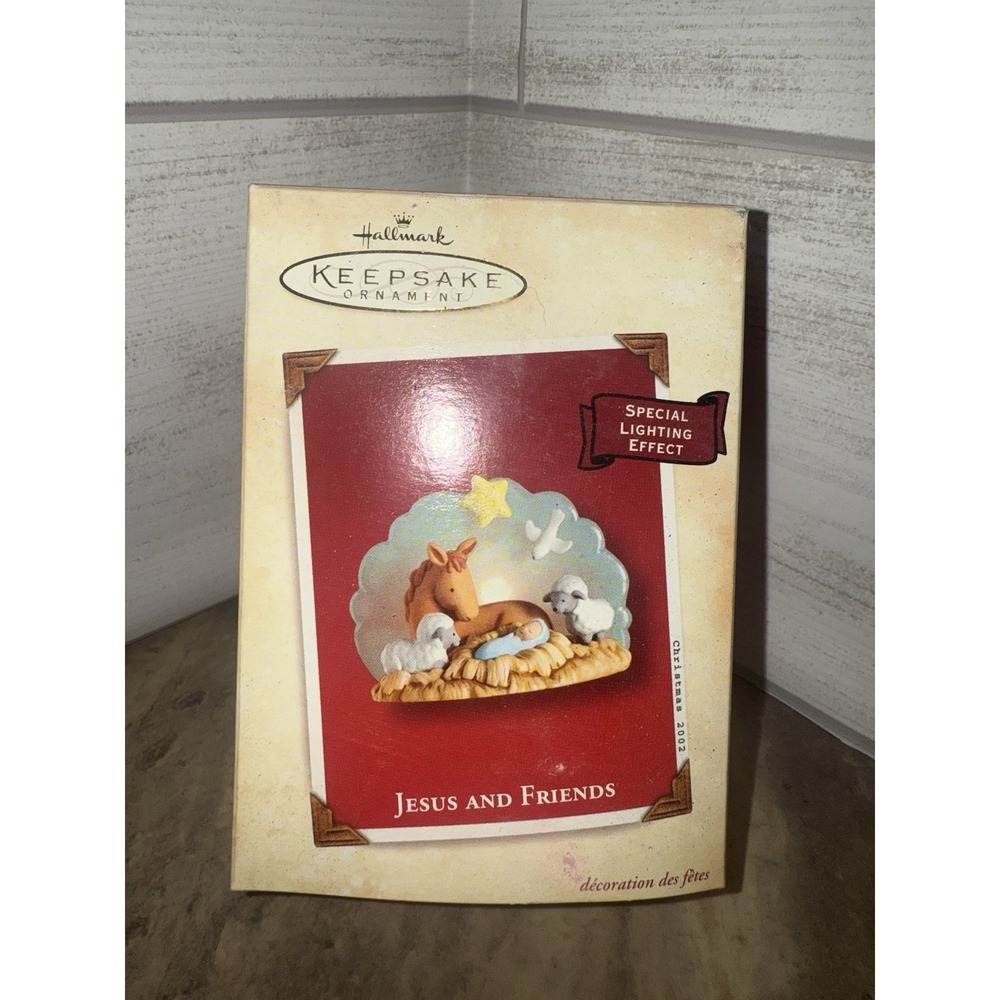 Hallmark 2002 Keepsake Ornament Jesus & Friends‎ Nativity Animals Light Up